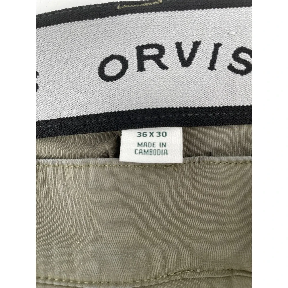 Orvis Tech Pants Mens 36X30 *36x28* Green Outdoor Hiking Water Repellent Stretch